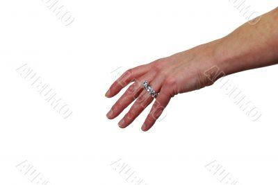 Showing off engagement ring