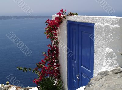 Blue door on Santorini island