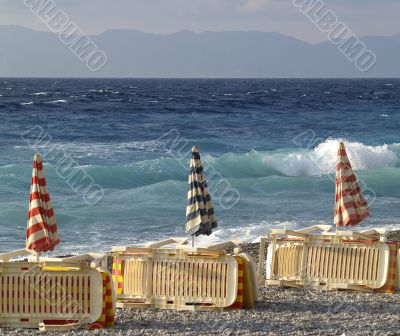 Beds near the blue sea