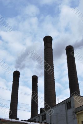 Ancient Brick Chimneys of Power Station