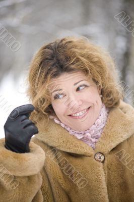 portrait woman on forest closeup