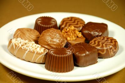 Chocolate candy on plate