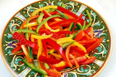 Plate of sliced peppers