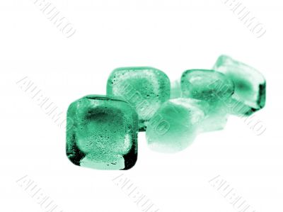Green Colored Ice Cube