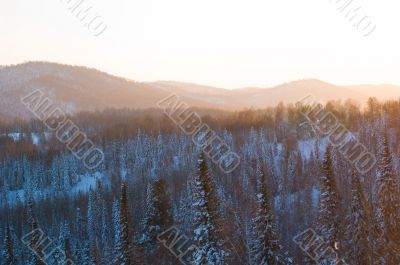 sunset in mountains