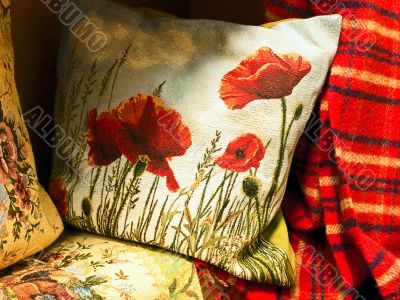 pillow with poppy