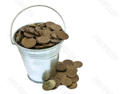 bucket with coins bucket with coins