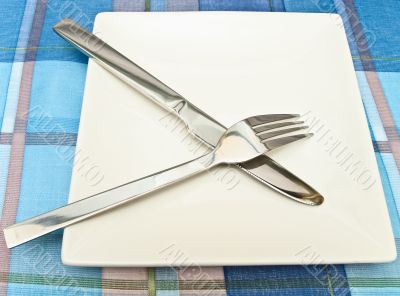 dish with fork and knife