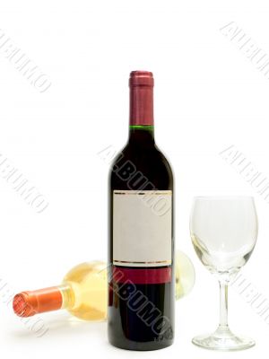 white and red wine with wineglass