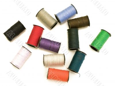 multicolored fiber spools