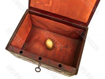 Old chest with golden egg Old chest with golden egg