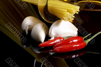 pasta garlic extra virgin olive oil and red chili pepper