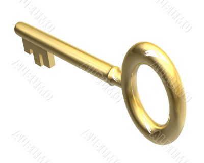 key in gold with white background 3d made key in gold with white background 3d made