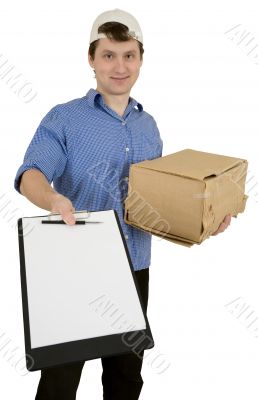 Man hold cardboard box