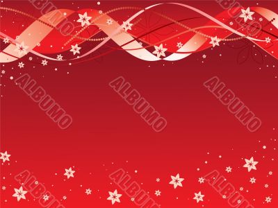 ribbons and flowers on red ribbons and flowers on red