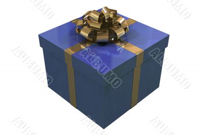 Blue present box isolated on white background