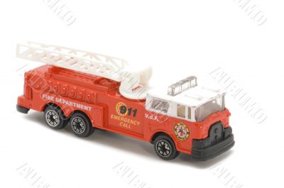 fire engine macro on white background