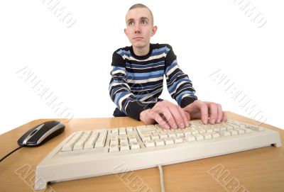 Man working on keyboard