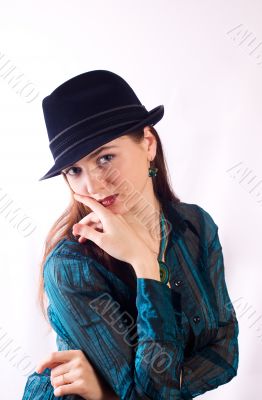 girl in a black hat