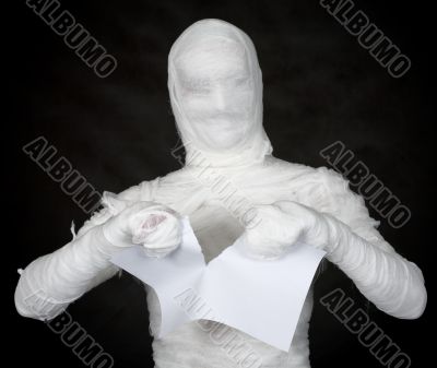 Man is costume mummy