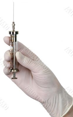 Syringe on hand