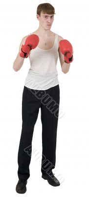 The thin boxer in gloves