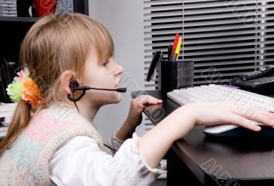 little girl and computer little girl and computer