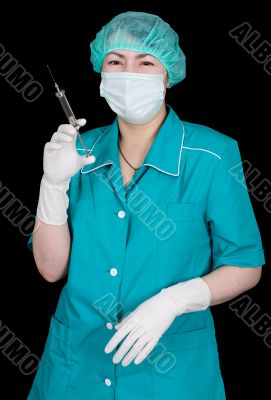 Nurse with syringe in hand