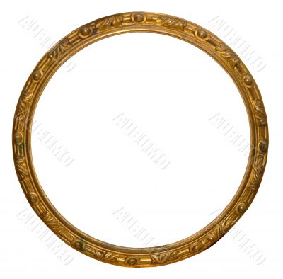 empty round golden handmade frame