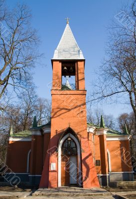 Belfry against a clear sky