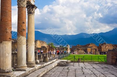 Ancient columns in Pompeii