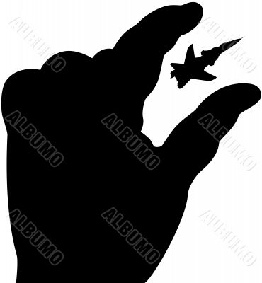Hand with aeroplane