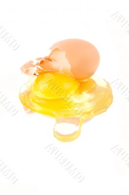 broken damaged egg on a mirror