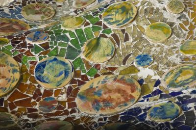 Detail of the ceramics from the Casa Batllo in Barcelona, Spain