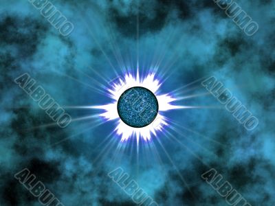 Golden star in space.