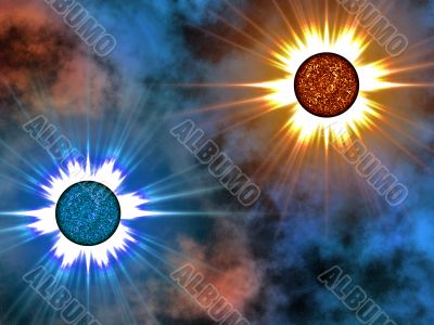 Golden star in space.