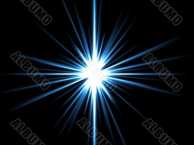 Violet star on a black background.