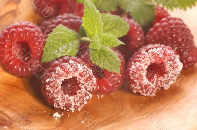 sweet raspberries and fresh mint