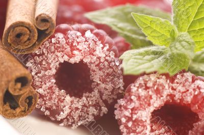 sweet raspberries, cinnamon and fresh mint