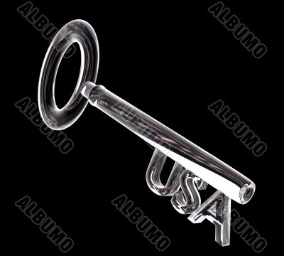 key in glass USA text 3d made key in glass USA text 3d made