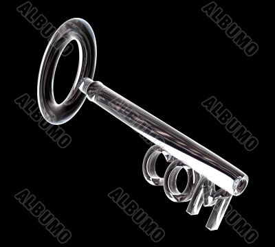 key in glass, COM text 3d made key in glass, COM text 3d made