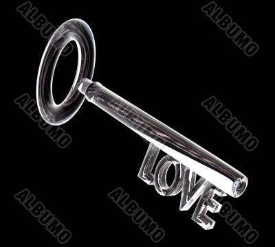 key in glass LOVE text 3d made key in glass LOVE text 3d made