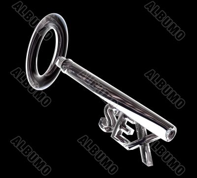 key in glass SEX text 3d made