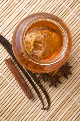 fresh honey with honeycomb and spices