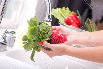 Woman Washing Radish Woman Washing Radish