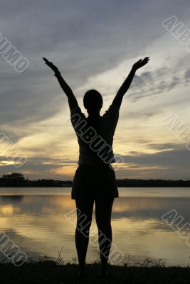 Early morning lady exercise