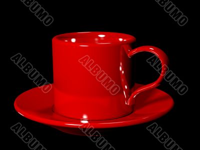 Red cup and the saucer