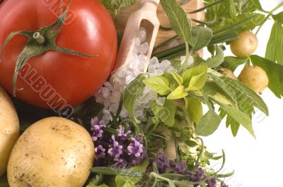 cut fresh herbs and vegatables