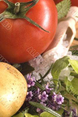 cut fresh herbs and vegatables