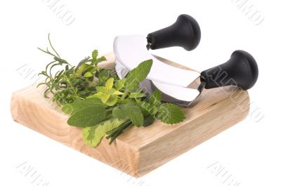 chopping fresh herbs